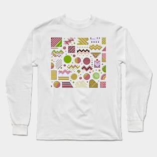 Colorful 80s Retro Geometric Pattern Long Sleeve T-Shirt